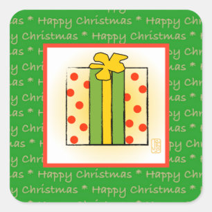 Happy Christmas Gift Box Vierkante Sticker