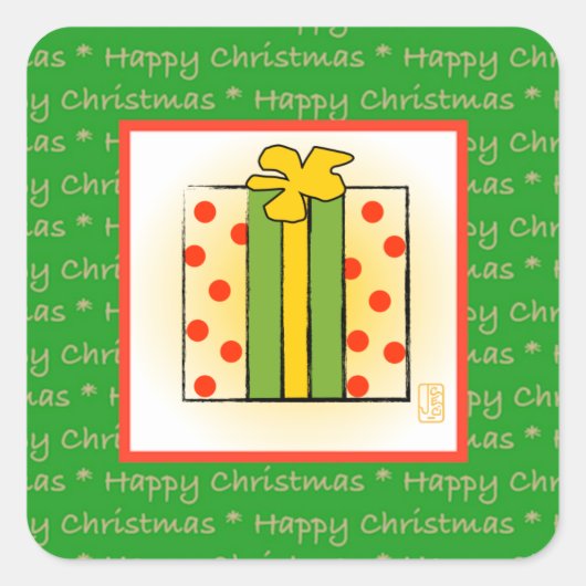 Happy Christmas Gift Box Vierkante Sticker (Voorkant)