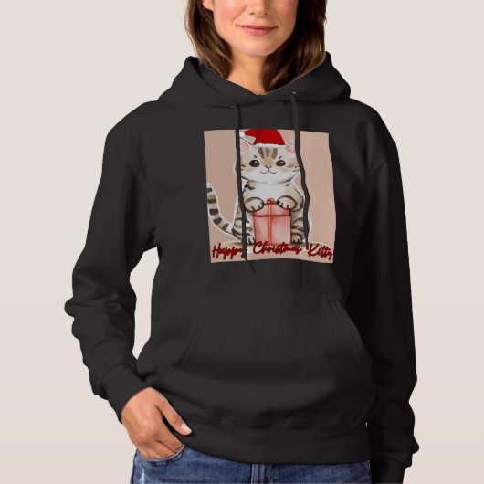 Happy Christmas-Kat Hoodie (Voorkant)