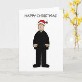 Happy Christmas Mannelijke Vicar in Santa Hat Kaart (Gele Bloem)