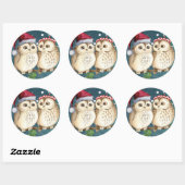 HAPPY CHRISTMAS OWL CLASSIC ROUND Sticker (Vel)