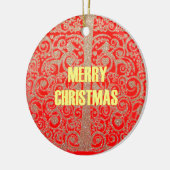 Happy Christmas Rood en Goud Collectie Keramisch Ornament (Links)