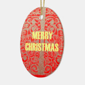 Happy Christmas Rood en Goud Collectie Keramisch Ornament (Links)