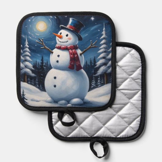 Happy christmas snowman pannenlap (Voorkant / Achterkant)