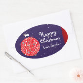 Happy Christmas sparkle bauble cadeau sticker blau (Envelop)