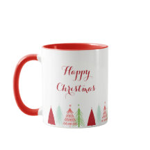 Happy Christmas Tree Row Mug