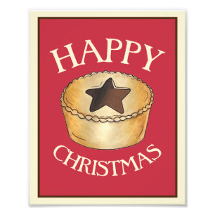 Happy Christmas UK Britse gehakt taart illustratie Foto Afdruk