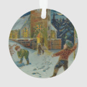Happy Christmas - Vintage snowball fight postcard (dos)