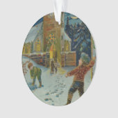 Happy Christmas - Vintage snowball fight postcard (devant)