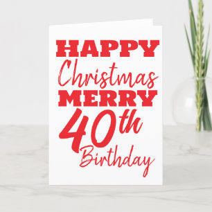 Happy Christmas Vrolijk 40e Verjaardag Kleurrijke  Bedankkaart