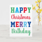 Happy Christmas Vrolijke Verjaardag Kleurrijke Typ Kaart (Gele Bloem)