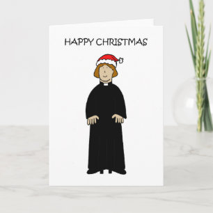 Happy Christmas Vrouw Vicar Curate Pastor Kaart
