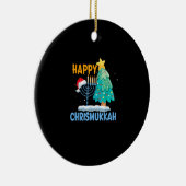 Happy Christmukkah Jewish KerstkerstSanta Hanukkah Keramisch Ornament (Rechts)