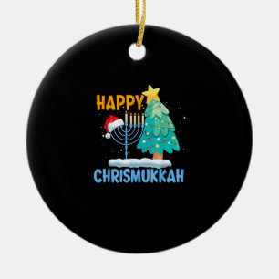 Happy Christmukkah Jewish KerstkerstSanta Hanukkah Keramisch Ornament