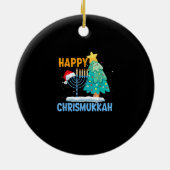 Happy Christmukkah Jewish KerstkerstSanta Hanukkah Keramisch Ornament (Achterkant)