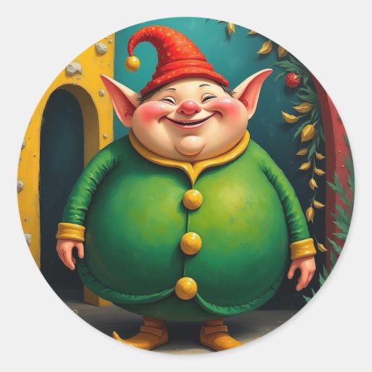 Happy chunky elf ronde sticker (Voorkant)