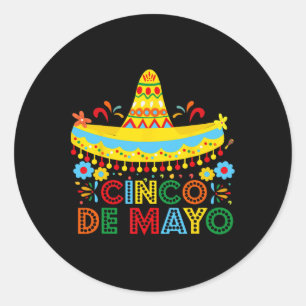 Happy Cinco de Mayo Mexico Fiesta Taco Gitaar Cinc Ronde Sticker