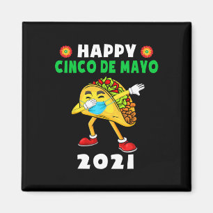 Happy Cinco de Mayo Schattige Taco Dragen Masker K Magneet