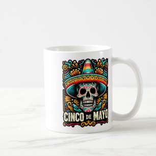 Happy Cinco De Mayo Skeleton Skull Sombrero Mexica Koffiemok