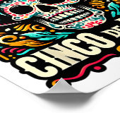 Happy Cinco De Mayo Skeleton Skull Sombrero Mexica Poster (Hoek)