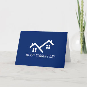 Happy Closing Day Real Estate Modern Blue Notitiekaartje