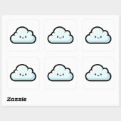 Happy Cloud – Cute Kawaii Illustration Vierkante Sticker (Vel)