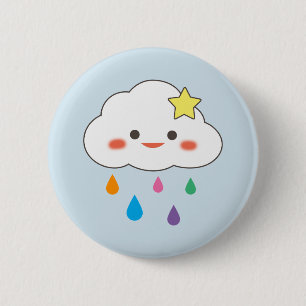 Happy Cloud & Rainbow-druplets Ronde Button 5,7 Cm