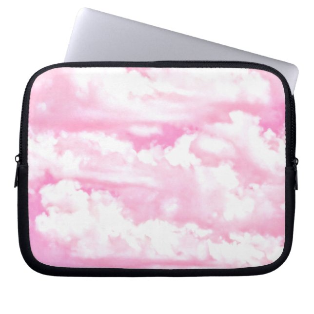Happy Clouds in Light Roze Laptop Sleeve (Voorkant)