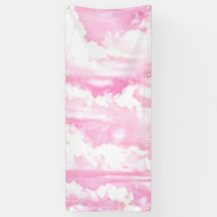 Happy Clouds roze beeldscherm Spandoek