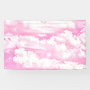 Happy Clouds roze beeldscherm Spandoek