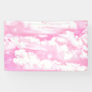 Happy Clouds roze beeldscherm Spandoek