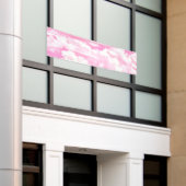Happy Clouds roze beeldscherm Spandoek (Buitenkant Gebouw)