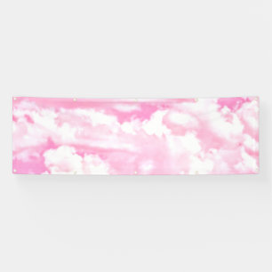 Happy Clouds roze beeldscherm Spandoek