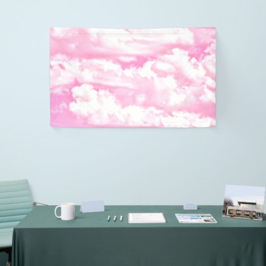 Happy Clouds roze beeldscherm Spandoek (Beurs)