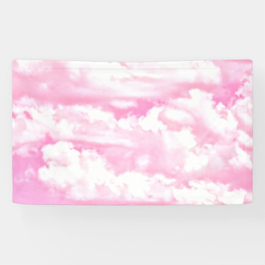 Happy Clouds roze beeldscherm Spandoek (Horizontaal)