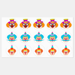 Happy Clowns Carnival Party Purim Festival Labels