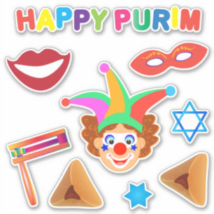 Happy Clowns Purim Festival Party feestelijke symb Sticker