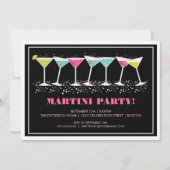 Happy Cocktails Martini Party Invitation Kaart (Voorkant)