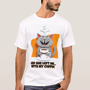 Happy Coffee Cat - Schattigee en vrolijke ochtendv T-shirt