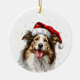 Happy Colley Dog Christmas Personalized Keramisch Ornament