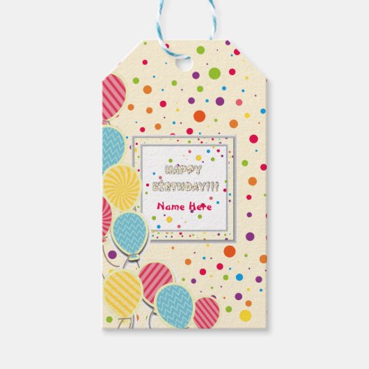 Happy Colorful Birthday Cadeaulabel (Voorkant)