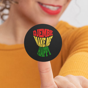 Happy Colorful Djembe maakt me blij met de Afrikaa Ronde Sticker