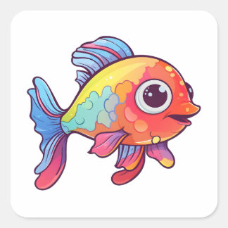 Happy Colorful Fish Vierkante Sticker