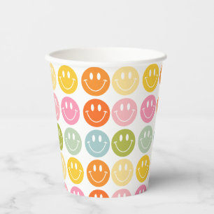 Happy Colorful Smiling Faces Papieren Bekers