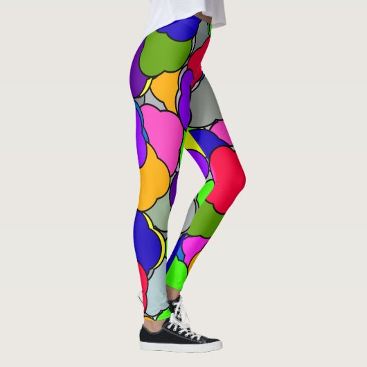 Happy Colorful Summer Cloud Shapes Pattern Leggings (Rechts)