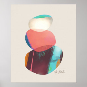 Happy Colorful Waterverf Stones Poster