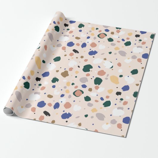 Happy Colors Terrazzo Pattern Wrapping Paper Cadeaupapier (Uitgerold)