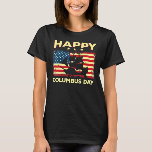 Happy Columbus Day Discovery Italiaanse Explorer T-shirt (Voorkant)
