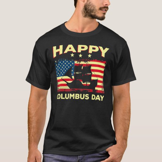Happy Columbus Day Discovery Italiaanse Explorer T-shirt (Voorkant)