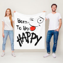 "Happy" Cool Motivatie Fleece Blanket